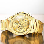 OLEVS Reloj para hombre Big Face Acero inoxidable Impermeable Luminoso Diamante