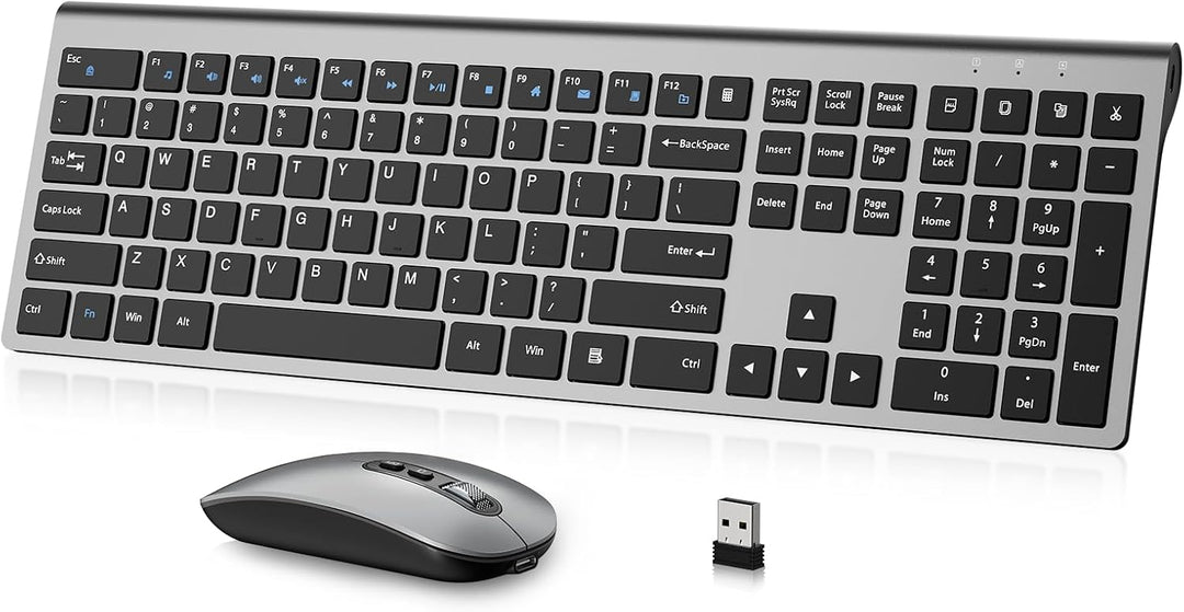 Combo de teclado y mouse inalámbricos recargables, juego de teclado...