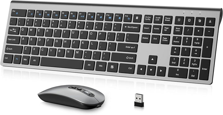 Combo de teclado y mouse inalámbricos recargables, juego de teclado...