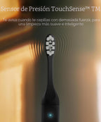 SURI Cepillo de dientes eléctrico Pro Sonic | Batería para más de 4 semanas | Sensor de presión | Cuerpo de aluminio | Temporizador de 2 minutos | Cabeza a base de plantas | Negro