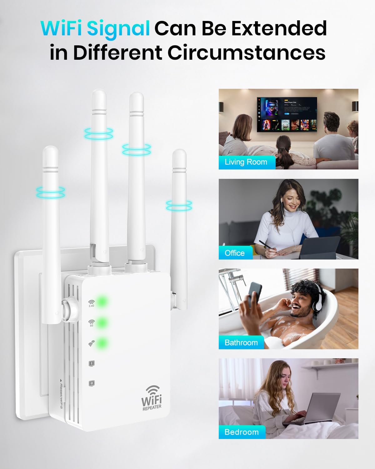 Amplificador de señal con extensor WiFi hasta 12880 pies
