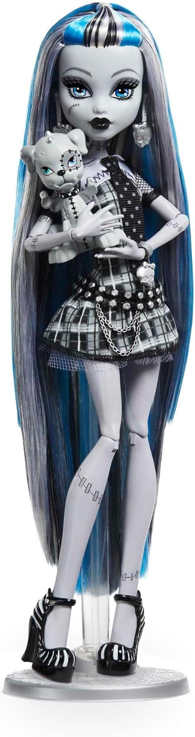Monster High Muñeca de drama de carrete, Frankie Stein en blanco y negro