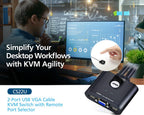 ATEN CS22U - Conmutador KVM de 2 puertos USB y cable VGA con selector de puerto remoto