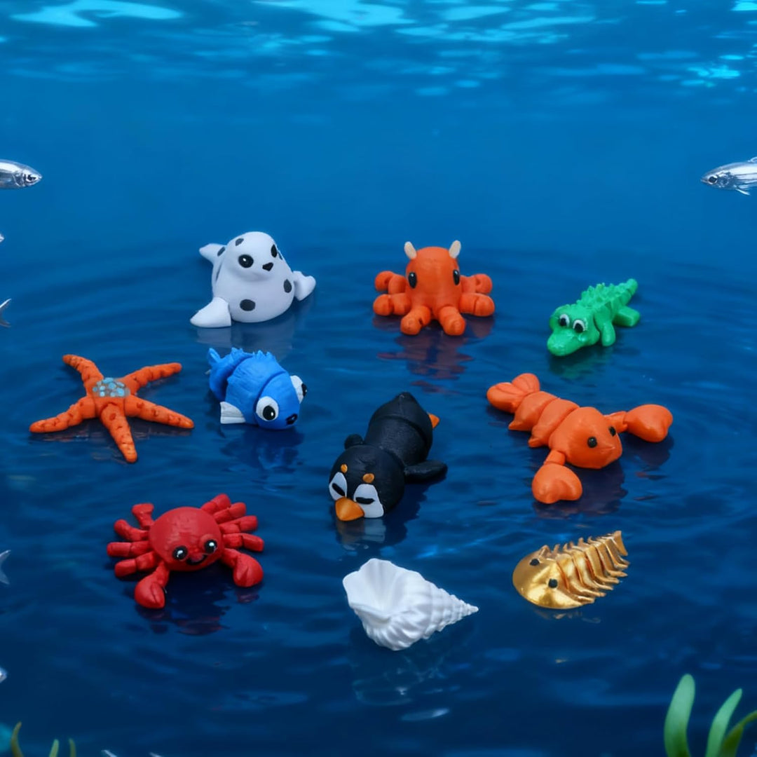 ResinGlow 25 juguetes de animales marinos impresos en 3D