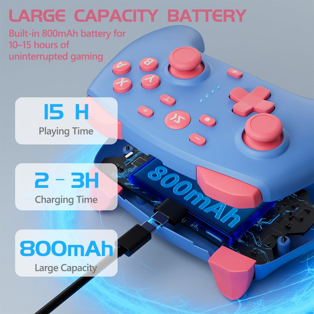 Controlador inalámbrico Switch para Switch/Switch 2/OLED/Lite (Azul+Azul Lago)
