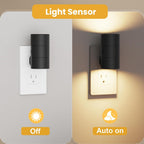 VOLISUN Luces nocturnas enchufables a la pared, luz nocturna LED regulable con sensor de luz del atardecer al amanecer, brillo ajustable de 0 a 100 lúmenes, 3 temperaturas de color, tamaño compacto