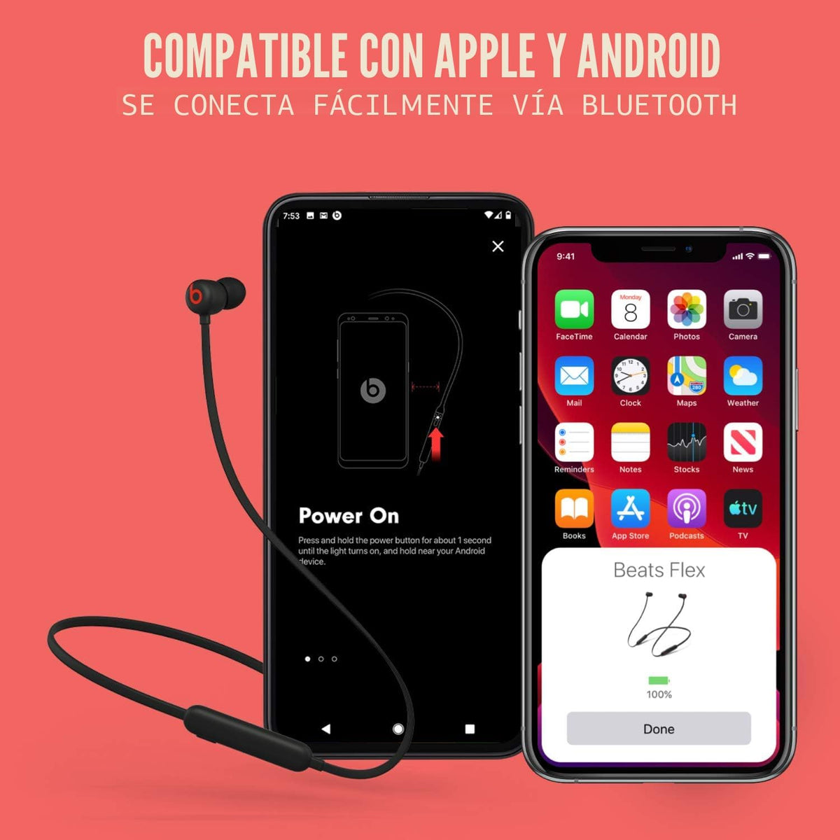 Beats Flex Auriculares inalámbricos - Chip de auriculares Apple W1, auriculares magnéticos, Negro