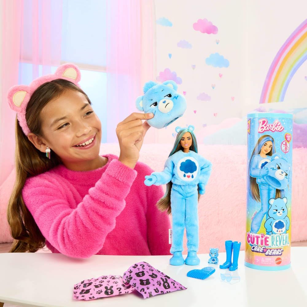 Barbie Cutie Reveal Care Bears Series - Muñeca y accesorios con disfraz de Oso Gruñón