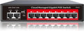 Switch Gigabit PoE de 8 puertos con enlace ascendente de 2 Gigabit, alimentación integrada de 120 W, compatible con 802.3af/at, conmutador PoE+ administrado compatible con VLAN, QoS, metal sin ventilador, Plug and Play (montaje en escritorio/pared)