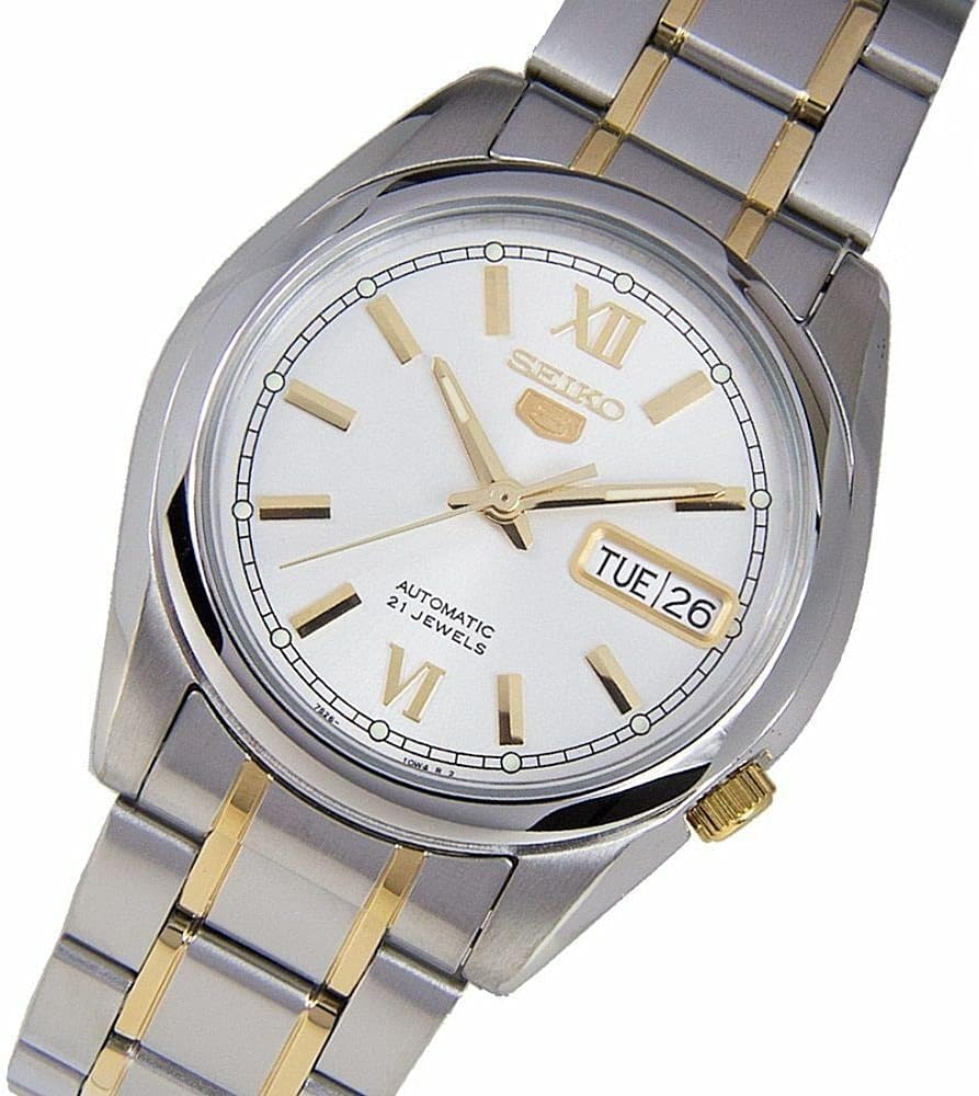 SEIKO 5 Reloj automático de esfera plateada SNKL57 para hombre, Azul, Reloj analógico,Automático de cuerda automática,Reloj automático