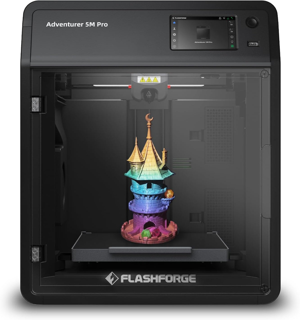 FLASHFORGE Adventurer 5M Pro Impresora 3D con Sistema de Impresión Automática con 1 Clic, Alta Velocidad de 600mm/s, Boquilla Desmontable Rápida de 280°C, Estructura Completamente Metálica Core XY
