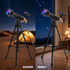 Telescopio para Niños y Adultos con Lentes 60X/30X, Trípode de Aleación Ajustable, Soporte para Teléfono Móvil, Montura de Cabezal Gimbal 360° para Observación de Estrellas y Naturaleza, Apto para Entusiastas de la Astronomía