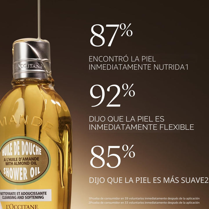 L'OCCITANE Aceite de ducha de almendra limpiador y suavizante,...