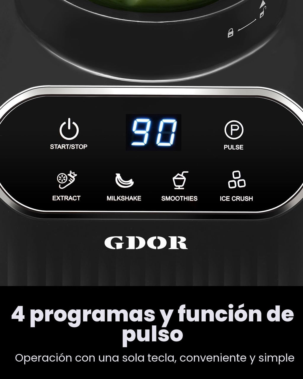 Licuadora GDOR Smoothie para cocina, 1200W Licuadora de vidrio con 5 programas inteligentes