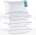 HUXMEYSON Almohadas tamaño Queen, juego de 4, juego de almohadas de cama de hotel de lujo con relleno alternativo de plumón para personas que duermen de lado y de espaldas