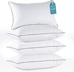 HUXMEYSON - Juego de 4 almohadas tamaño King, juego de almohadas de cama de lujo de hotel con relleno alternativo de plumón para personas que duermen de lado o de espaldas