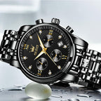 OLEVS Relojes de Oro para Hombres Reloj de Pulsera de Lujo a Prueba de Agua Gran Cara Elegante Acero Inoxidable Analógico Cuarzo Fecha Cronógrafo Luminoso Lectura Fácil Relojes de Negocios Regalos para Hombres Graduación