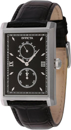 Invicta Reloj de cuarzo de cuero vintage de 1.181 in para hombre, negro (Modelo: 46857)