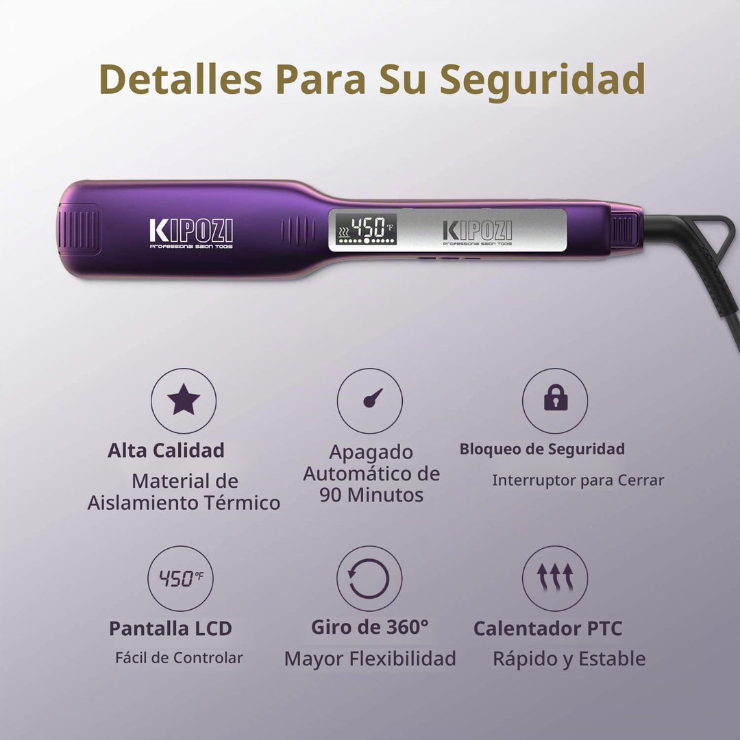 Plancha de pelo profesional de titanio de 1.75 pulgadas y estilizad...