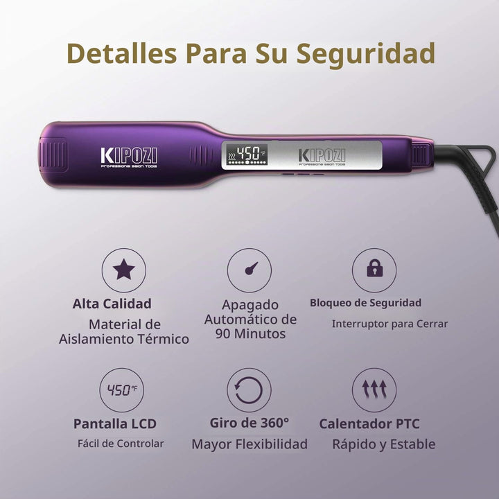 Plancha de pelo profesional de titanio de 1.75 pulgadas y estilizad...