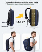Mochila delgada para laptop para hombre, mochila de viaje de negocios de 15.6 pulgadas con puerto de carga USB, bolsa ligera de computadora de trabajo de 1.5 libras, mochila duradera