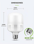 Lámpara L LOHAS LED Bombillas superbrillantes, bombilla LED de garaje E26 de alto