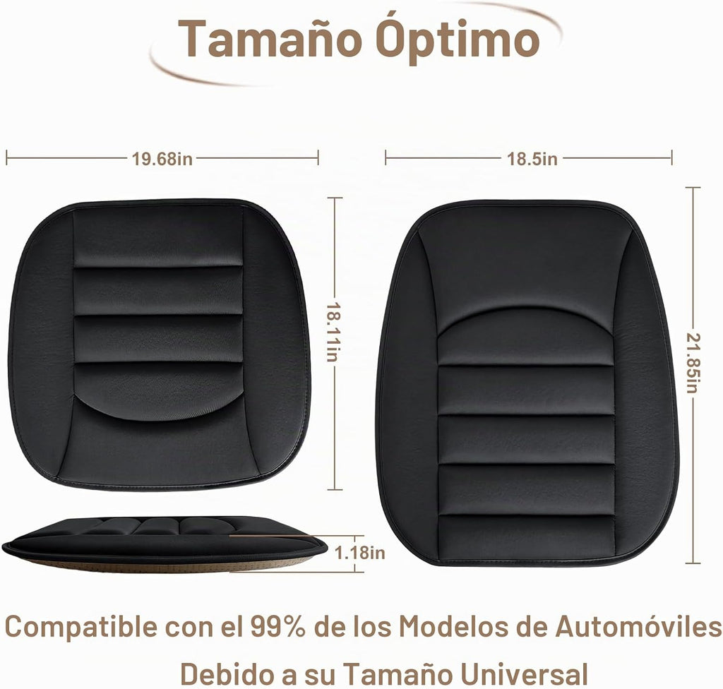Cojín de espuma viscoelástica para asiento de automóvil con tela transpirable y gel antideslizante, ajuste universal para automóvil, camión, oficina, hogar, 19.6 x 18 x 1.2 pulgadas, color
