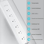 BN LINK Smart Plug Power Strip, protector de sobretensiones con 6 tomacorrientes inteligentes controlados individualmente, 4 USB (incluido USB C de 20 W), compatible con Alexa y Google Home