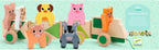 DJECO Trainimo Farm, tren de madera para niños pequeños, animales apilables