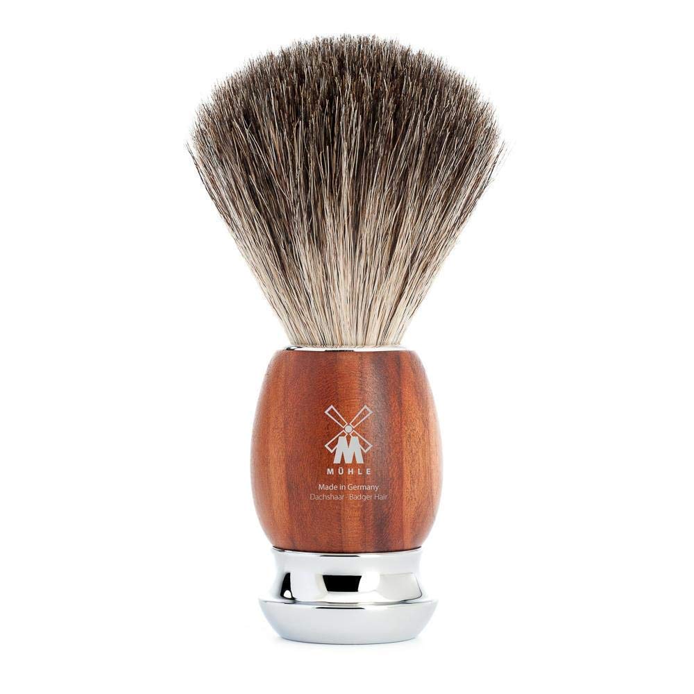 MÜHLE VIVO - Cepillo de afeitar de tejón puro de madera de ciruela,...