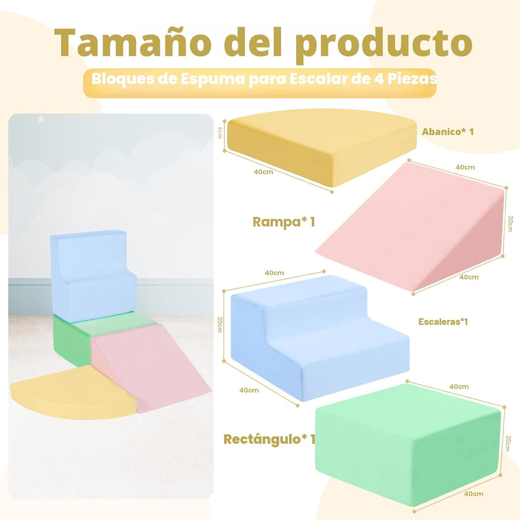Climbing Toys para 1 Year Old,4-Piece Foam Baby Climbing Blocks para Toddlers
