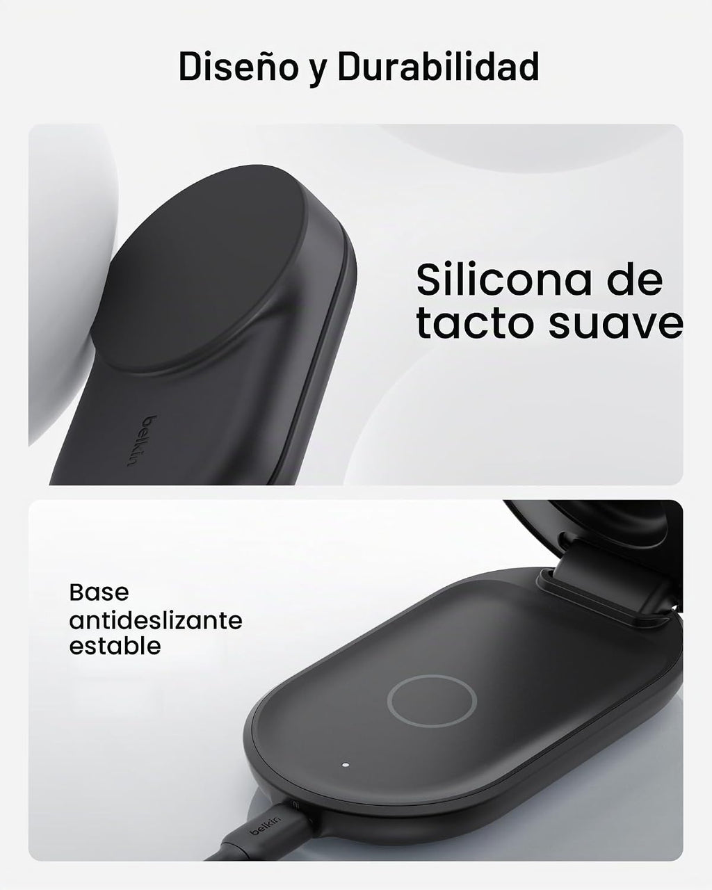 Belkin Qi2.2 25W Estación de Carga Inalámbrica 3 en 1 Plegable de Carga Rápida para iPhone
