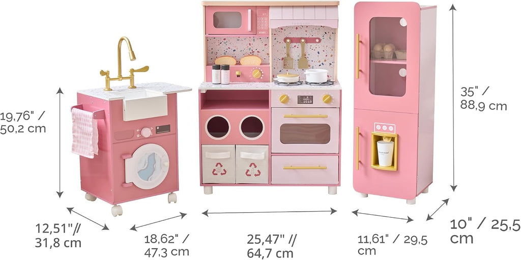 Teamson Kids Little Chef Savannah Wooden Montessori Play Kitchen, Green