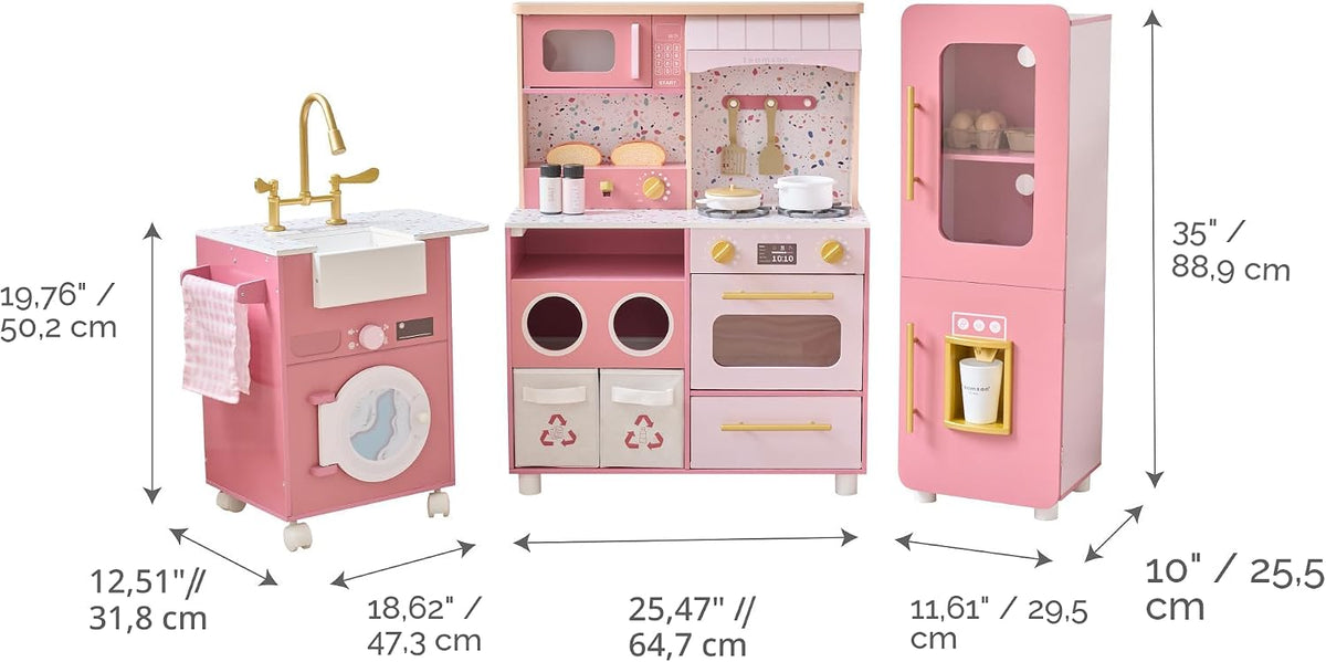 Teamson Kids Little Chef Savannah Wooden Montessori Play Kitchen, Green