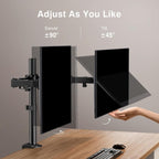 ErGear - Soporte para dos monitores, resistente y ajustable, montaje de escritorio para monitores de hasta 32 pulgadas, altura totalmente ajustable, inclinación, giro, rotación, soporta 8 kg por brazo