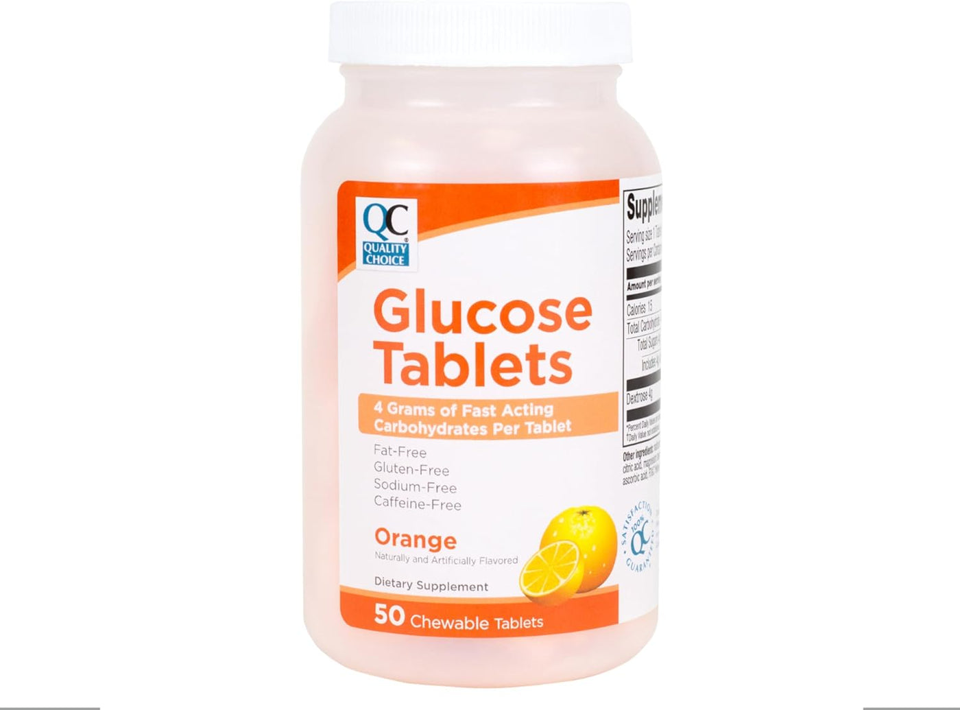Quality Choice Tabletas de glucosa de acción rápida Sabor naranja 5...