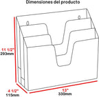 Acrimet Organizador horizontal triple para carpetas de archivos (color cristal transparente)