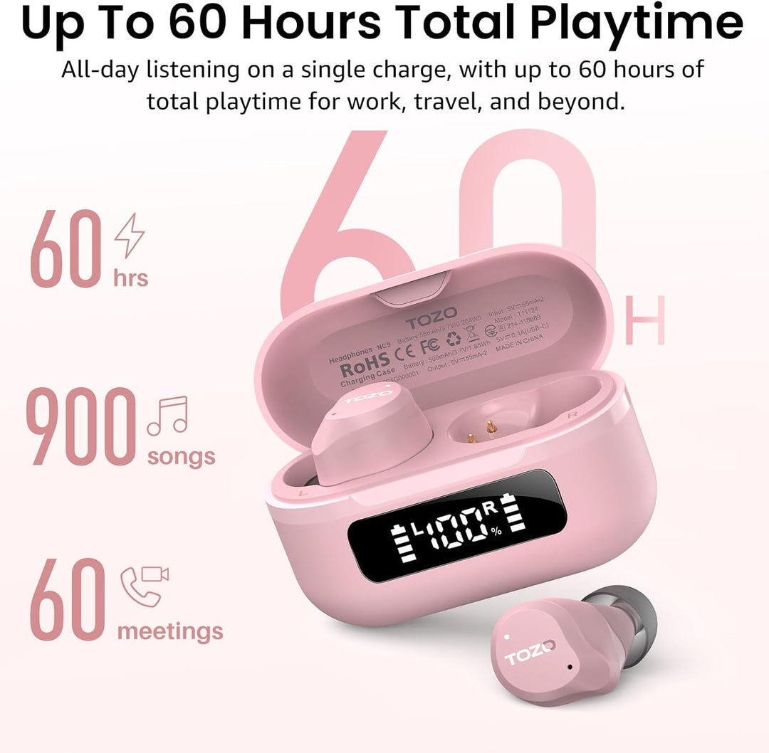 TOZO NC9 Auriculares inalámbricos híbridos con cancelación activa d...