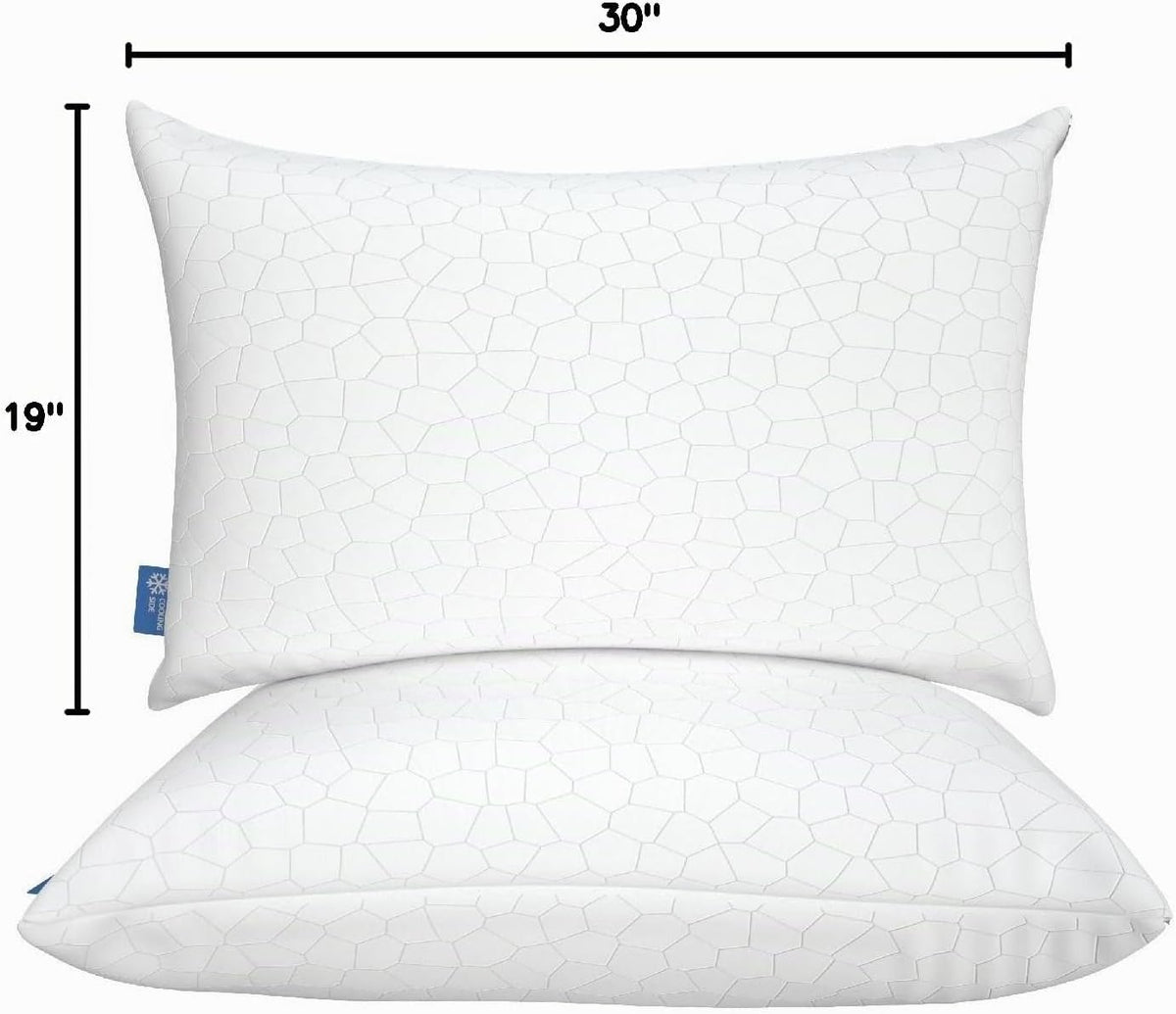 QUTOOL Juego de 2 almohadas refrescantes de espuma viscoelástica triturada CertiPUR-US, tamaño Queen, almohada fresca para personas que duermen con calor, almohada firme ajustable para personas que