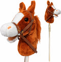 Nature Bound - Caballo de palo hecho a mano, peluche hecho a mano, pony de palo, con sonidos (marrón bahía)