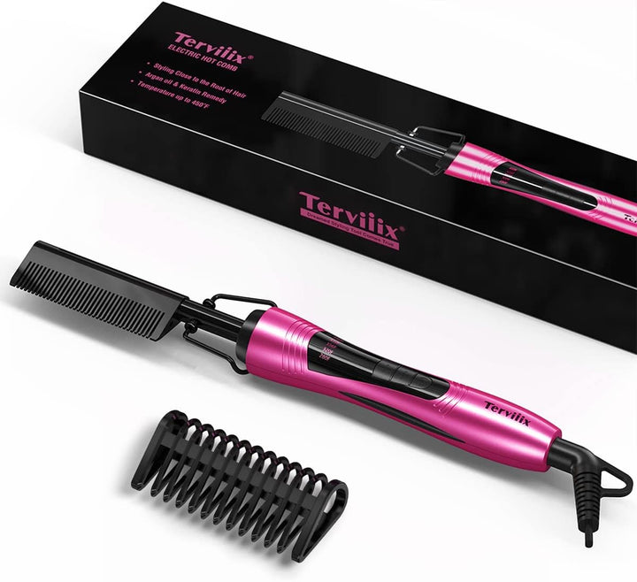 Hot Comb Electric de Terviiix, peines de presión para cabello negro...