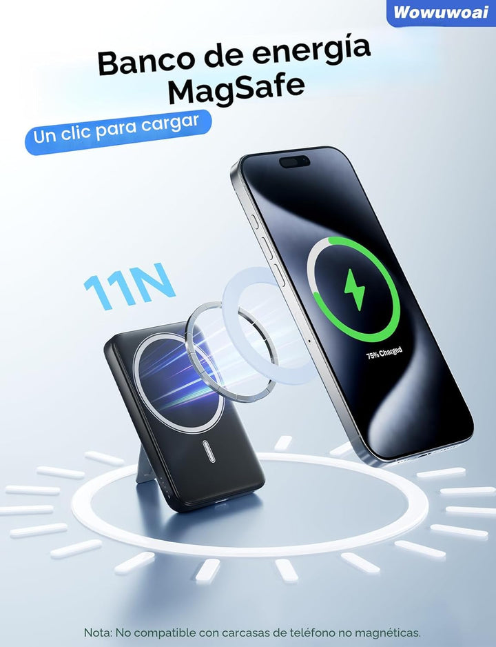Cargador portátil Magsafe, banco de energía magnético inalámbrico d...