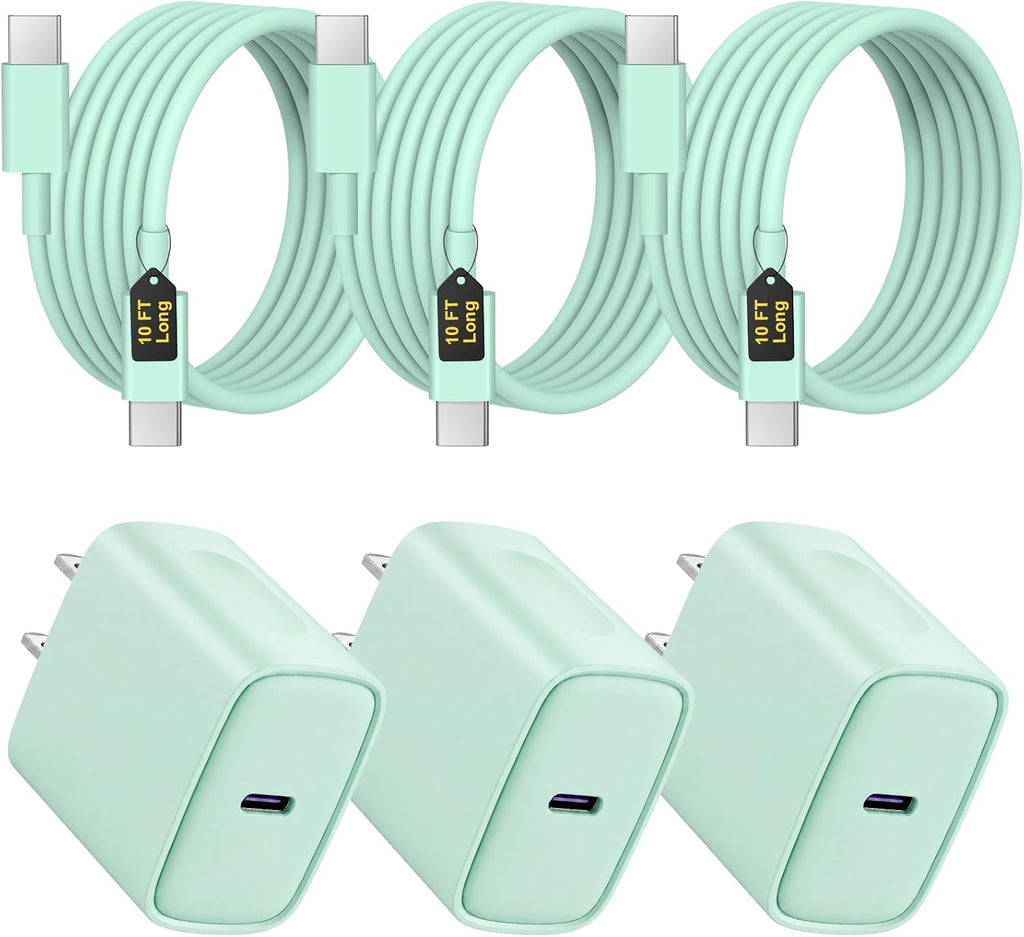 Cargador de carga rápida para iPhone 17, 16, 15, paquete de 3+3 cargadores tipo C, con cable extralargo de 10 pies para iPhone Air/17/17 Plus/17 Pro/17 Pro Max/16/16 Plus/16 Pro/16 Pro Max/15 Pro Max