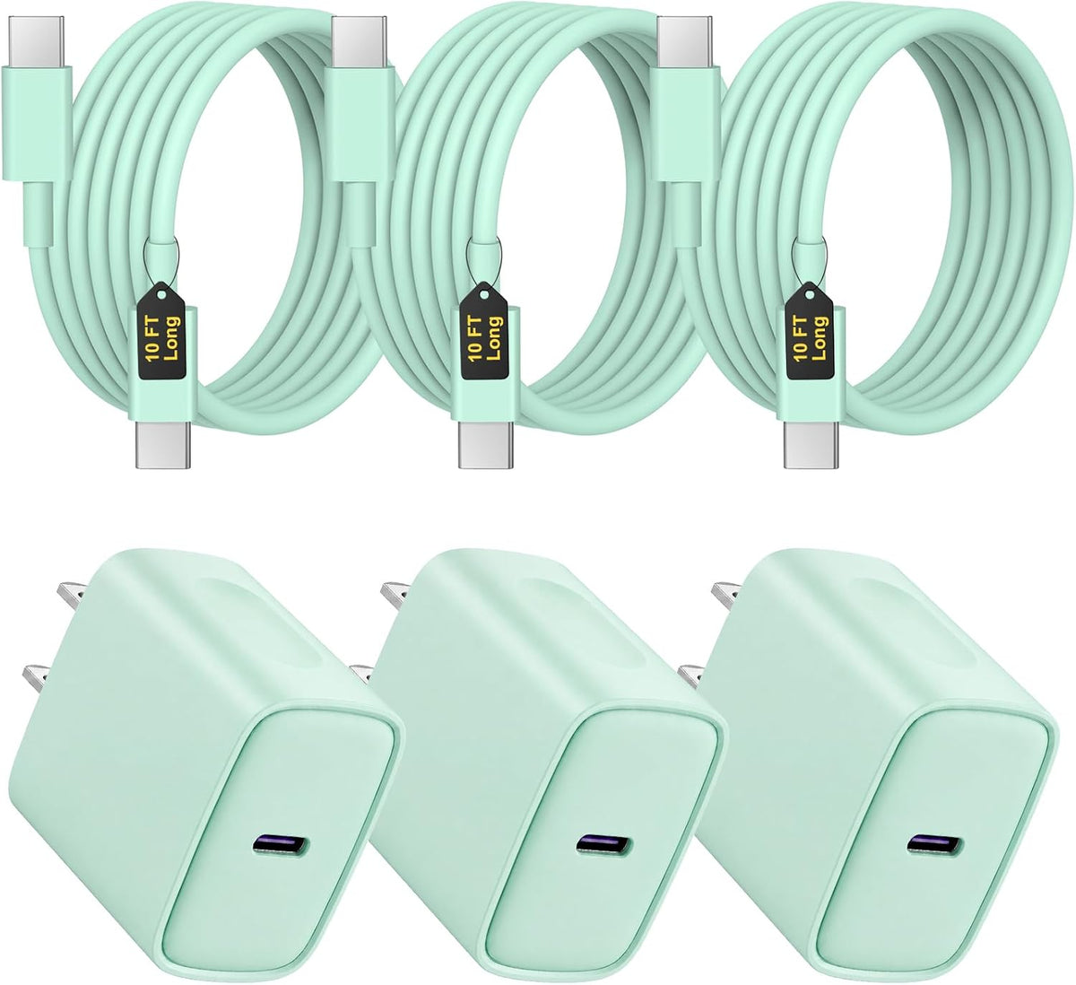 Cargador de carga rápida para iPhone 17, 16, 15, paquete de 3+3 cargadores tipo C, con cable extralargo de 10 pies para iPhone Air/17/17 Plus/17 Pro/17 Pro Max/16/16 Plus/16 Pro/16 Pro Max/15 Pro Max
