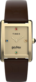 Timex Reloj para Mujer de Harry Potter x Hailey Hogwarts 24mm - Marrón Dos Piezas de Liberación Rápida Correa Champagne Dial Caja en Tono Oro