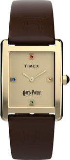 Timex Reloj para Mujer de Harry Potter x Hailey Hogwarts 24mm - Marrón Dos Piezas de Liberación Rápida Correa Champagne Dial Caja en Tono Oro