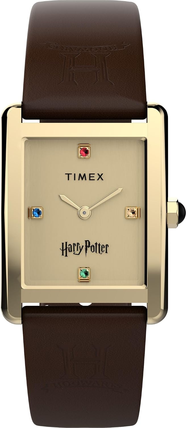 Timex Reloj para Mujer de Harry Potter x Hailey Hogwarts 24mm - Marrón Dos Piezas de Liberación Rápida Correa Champagne Dial Caja en Tono Oro