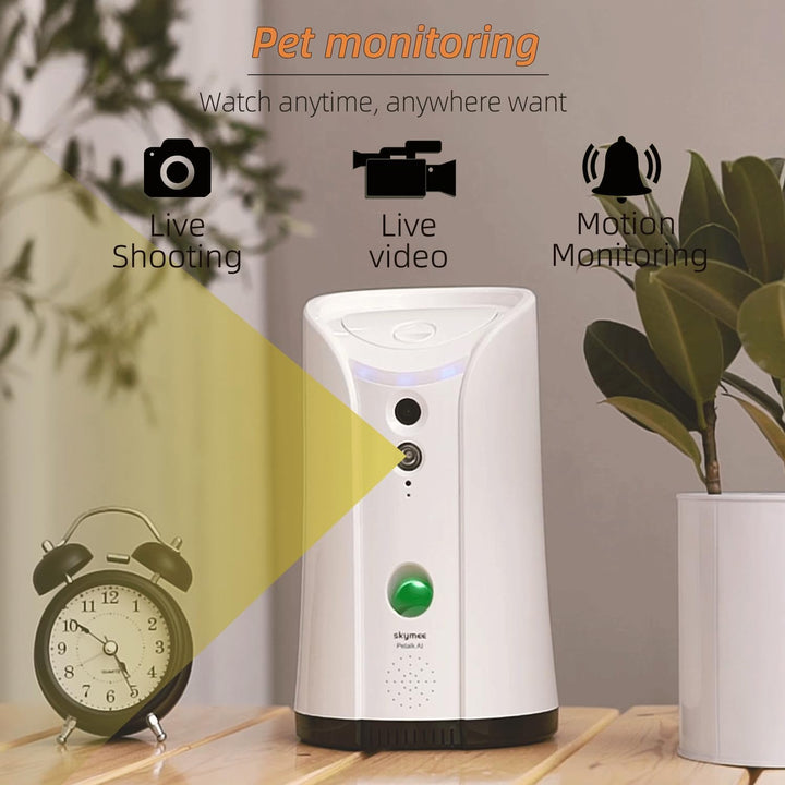 SKYMEE Dispensador de golosinas para perros, cámara remota WiFi par...