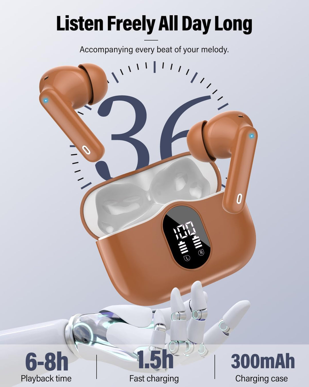 Auriculares inalámbricos, auriculares Bluetooth 5.4 con graves esté...