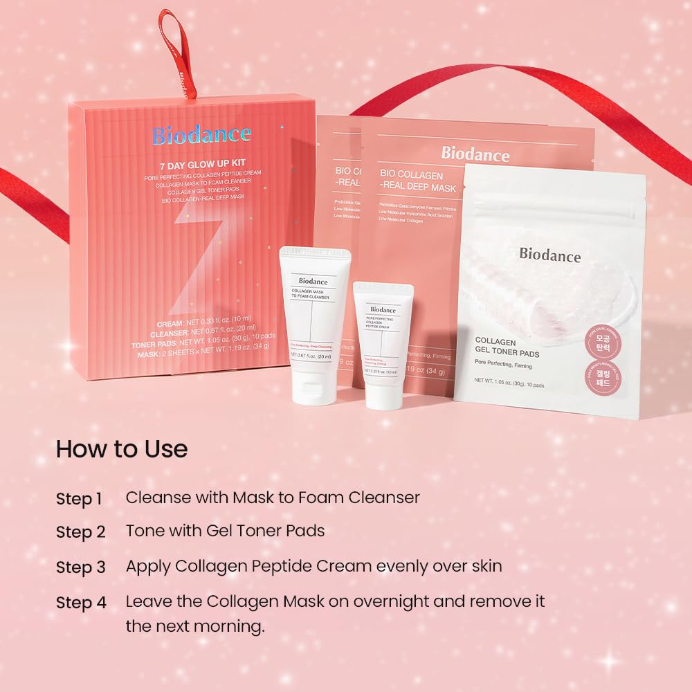 BIODANCE Kit de brillo para 7 días: juego de regalo de colágeno par...